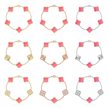 [LUCKY LOVE] CLOVER 5 MOTIFS  PINK MOP BRACELET COLLECTION