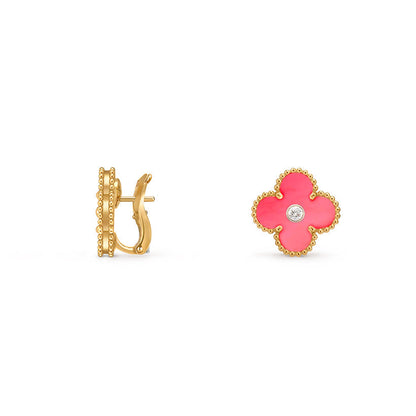 [LUCKY LOVE]CLOVER 15MM MOP DIAMOND EARRINGS COLLECTION