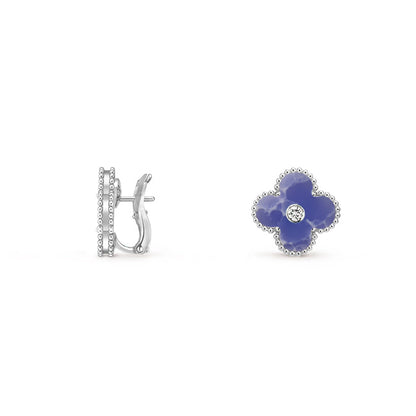[LUCKY LOVE]CLOVER SILVER 15MM MOP DIAMOND EARRINGS COLLECTION