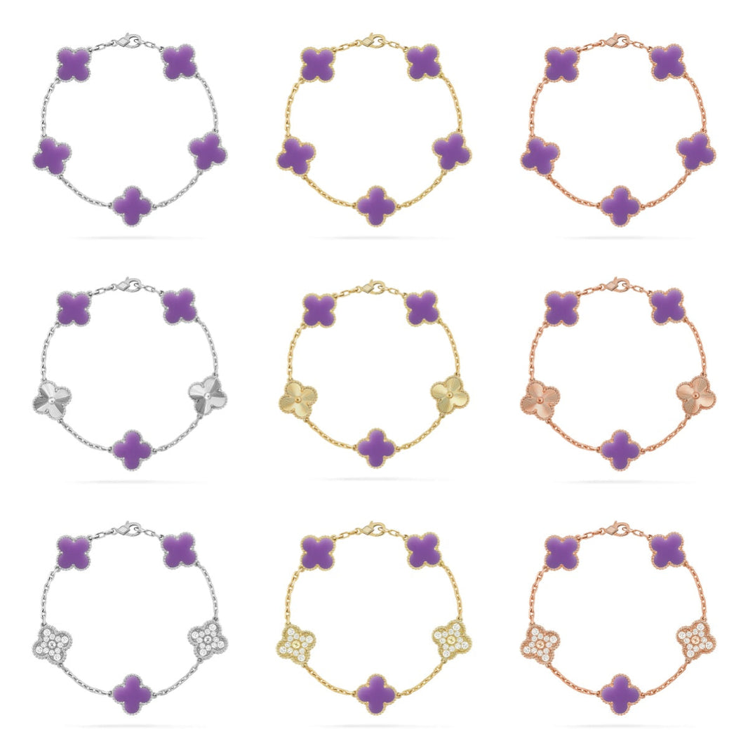 [LUCKY LOVE]CLOVER 5 MOTIF LIGHT PURPLE BRACELET COLLECTION