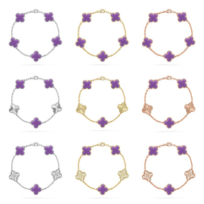 [LUCKY LOVE]CLOVER 5 MOTIF LIGHT PURPLE BRACELET COLLECTION