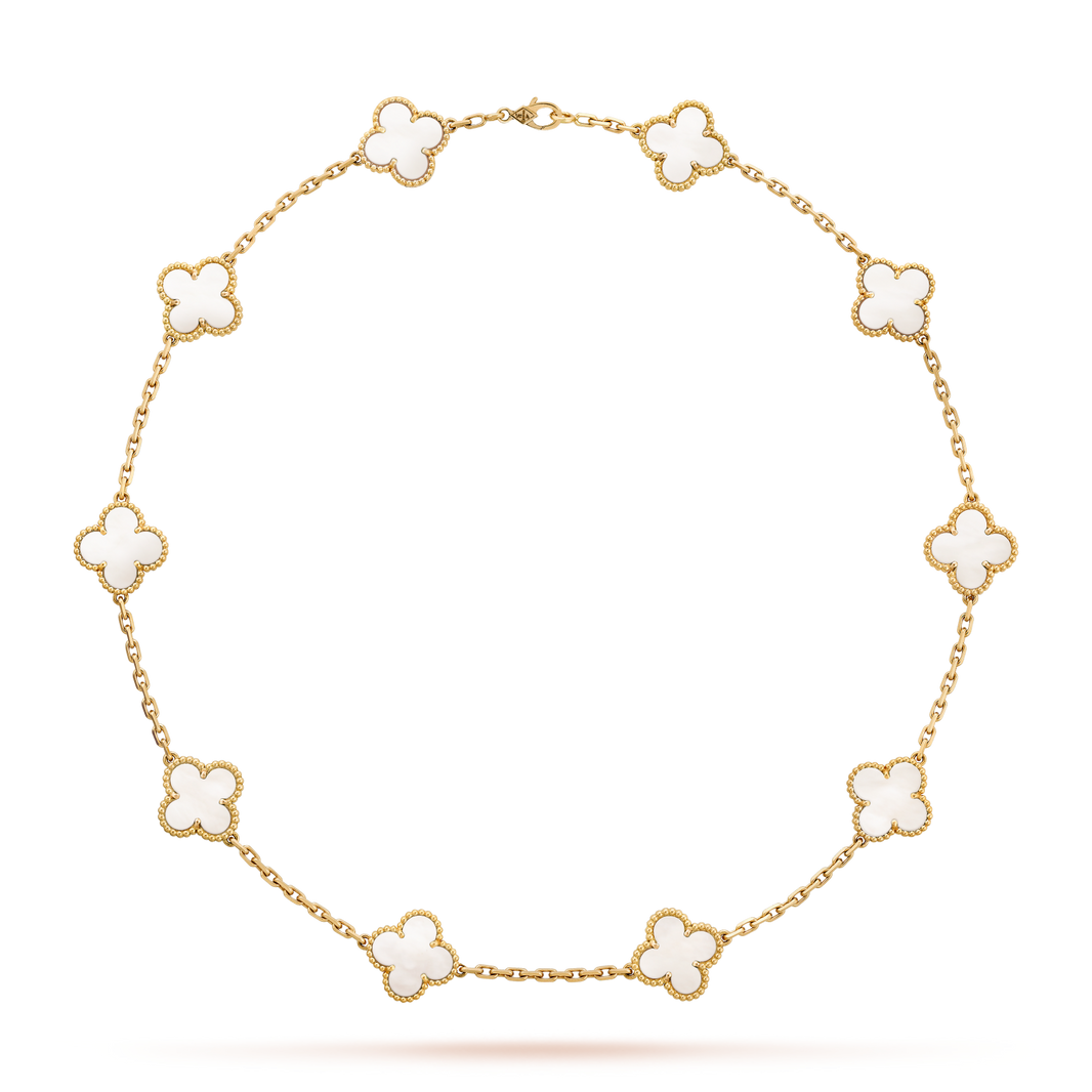 [LUCKY LOVE]CLOVER 10 MOTIFS WHITE MOTHER OF PEARL NECKLACE