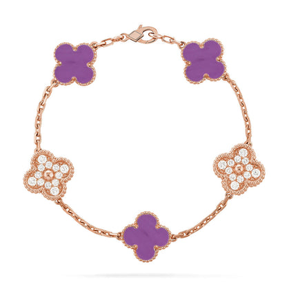 [LUCKY LOVE] CLOVER 5 MOTIF VIOLET BRACELET COLLECTION