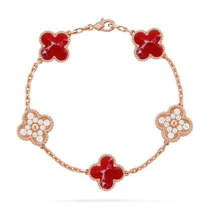 [LUCKY LOVE]CLOVER 5 MOTIF RED PATTERN BRACELET COLLECTION
