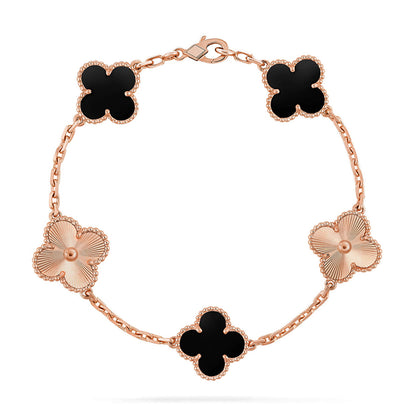 [LUCKY LOVE] CLOVER 5 MOTIF ONYXS BRACELET COLLECTION