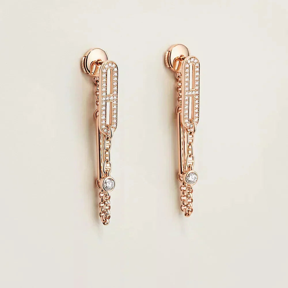 [LUCKY LOVE]CHAINE CHAOS DIAMOND DROP EARRINGS