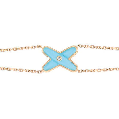 [LUCKY LOVE]JEUX BRACELET TURQUOISE PINK GOLD 1 DIAMOND