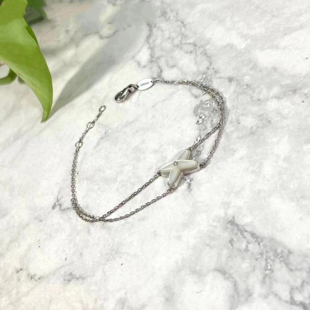 [LUCKY LOVE]JEUX BRACELET WHITE MOP SILVER 1 DIAMOND