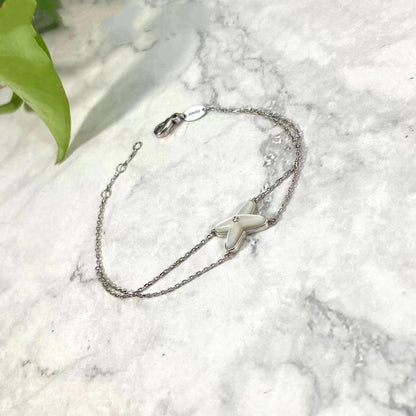 [LUCKY LOVE]JEUX BRACELET WHITE MOP SILVER 1 DIAMOND