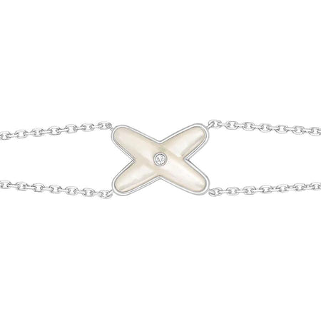 [LUCKY LOVE]JEUX BRACELET WHITE MOP SILVER 1 DIAMOND