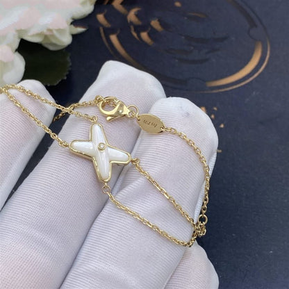 [LUCKY LOVE]JEUX BRACELET WHITE MOP GOLD 1 DIAMOND