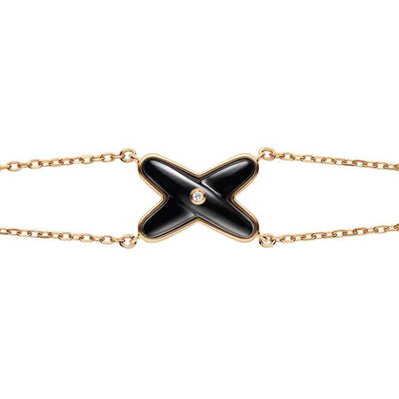 [LUCKY LOVE]JEUX BRACELET ONYX PINK GOLD 1 DIAMOND