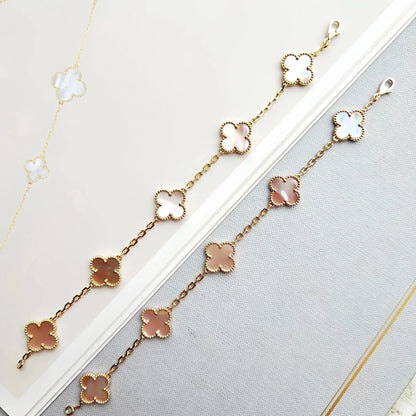 [LUCKY LOVE] CLOVER 5 MOTIFS  PINK MOP BRACELET COLLECTION