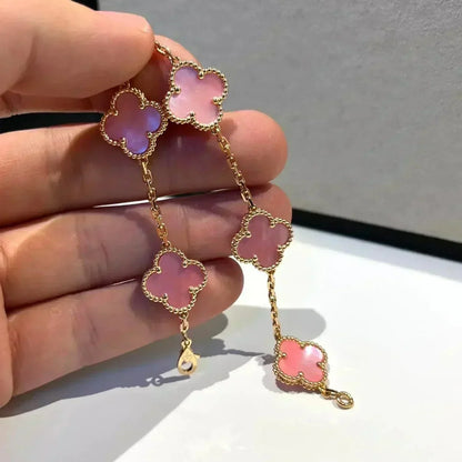 [LUCKY LOVE] CLOVER 5 MOTIFS  PINK MOP BRACELET COLLECTION