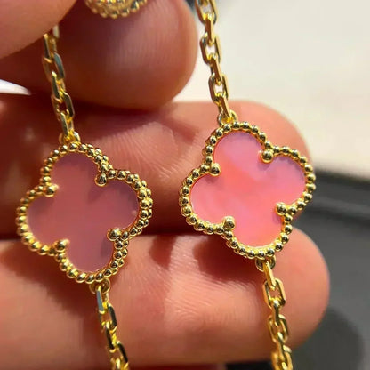 [LUCKY LOVE] CLOVER 5 MOTIFS  PINK MOP BRACELET COLLECTION