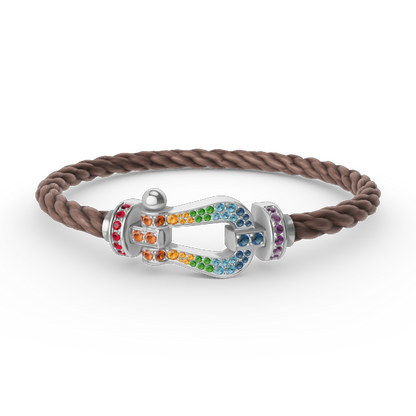 [LUCKY LOVE]FORC LARGE HORSESHOE  COLORED DIAMOND BRACELET SILVER