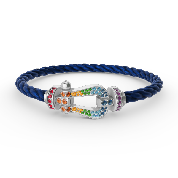 [LUCKY LOVE]FORC LARGE HORSESHOE  COLORED DIAMOND BRACELET SILVER
