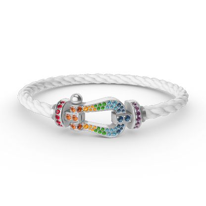 [LUCKY LOVE]FORC LARGE HORSESHOE  COLORED DIAMOND BRACELET SILVER