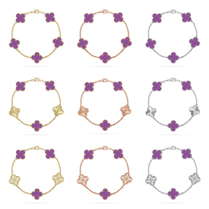 [LUCKY LOVE] CLOVER 5 MOTIF VIOLET BRACELET COLLECTION
