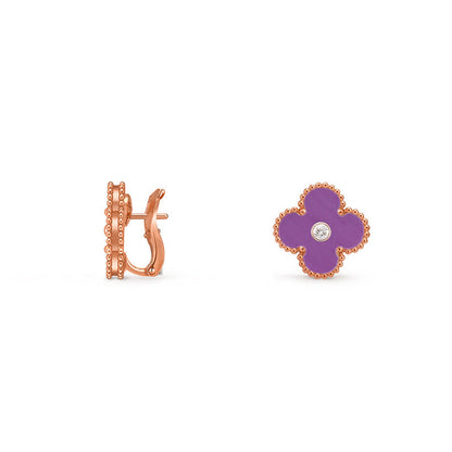 [LUCKY LOVE]CLOVER 15MM MOP DIAMOND EARRINGS COLLECTION