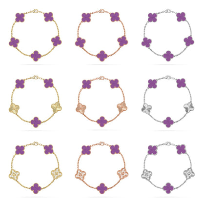 [LUCKY LOVE] CLOVER 5 MOTIF VIOLET BRACELET COLLECTION