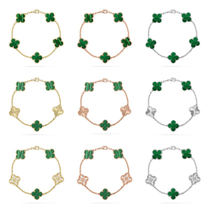 [LUCKY LOVE] CLOVER 5 MOTIF MALACHITE BRACELET COLLECTION