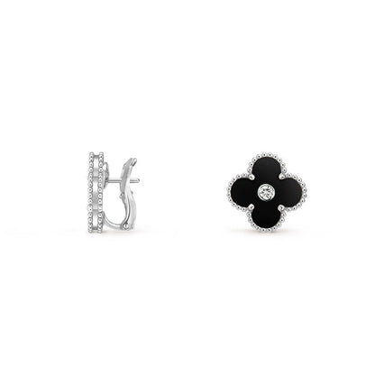 [LUCKY LOVE]CLOVER SILVER 15MM MOP DIAMOND EARRINGS COLLECTION