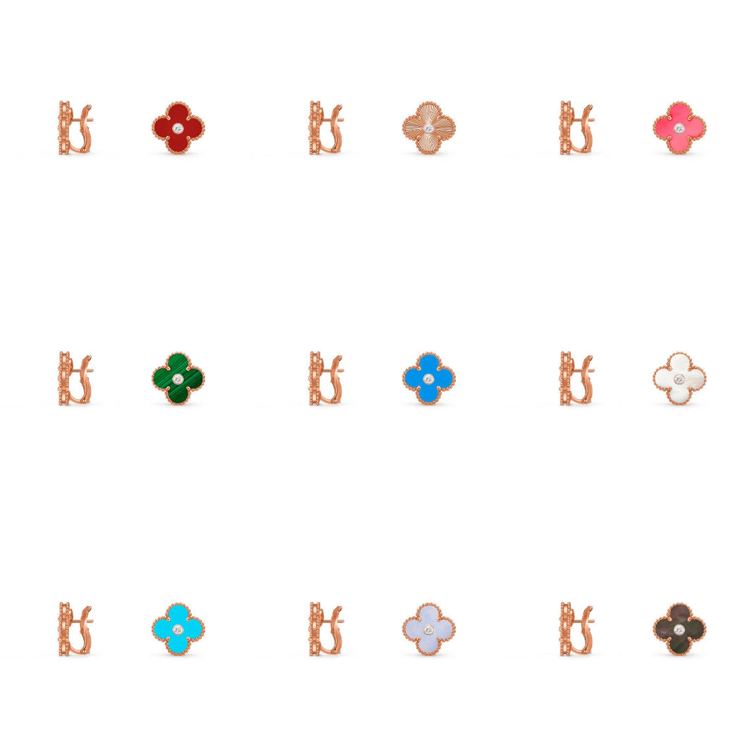 [LUCKY LOVE]CLOVER 15MM MOP DIAMOND EARRINGS COLLECTION