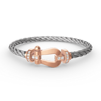 [LUCKY LOVE]FORCE LARGE HORSESHOE HALF DIAMOND BRACELET ROSE GOLD