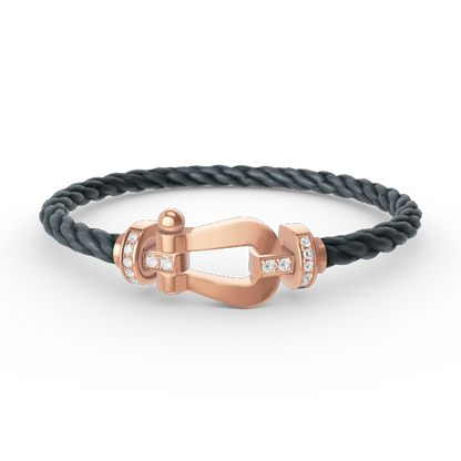[LUCKY LOVE]FORCE LARGE HORSESHOE HALF DIAMOND BRACELET ROSE GOLD