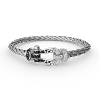 [LUCKY LOVE]FORCE LARGE HORSESHOE BLACK WHITE DIAMOND BRACELET SILVER