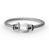[LUCKY LOVE]FORCE LARGE HORSESHOE BLACK DIAMOND BRACELET SILVER