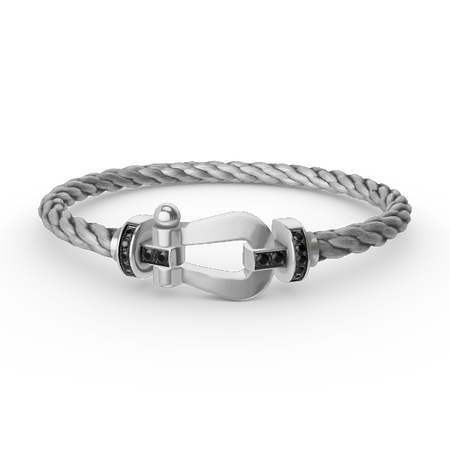 [LUCKY LOVE]FORCE LARGE HORSESHOE BLACK DIAMOND BRACELET SILVER