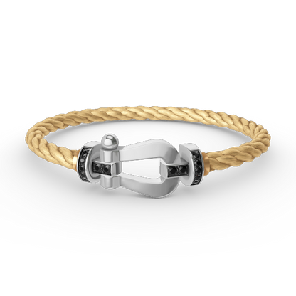 [LUCKY LOVE]FORCE LARGE HORSESHOE BLACK DIAMOND BRACELET SILVER