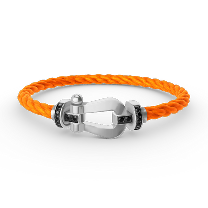 [LUCKY LOVE]FORCE LARGE HORSESHOE BLACK DIAMOND BRACELET SILVER