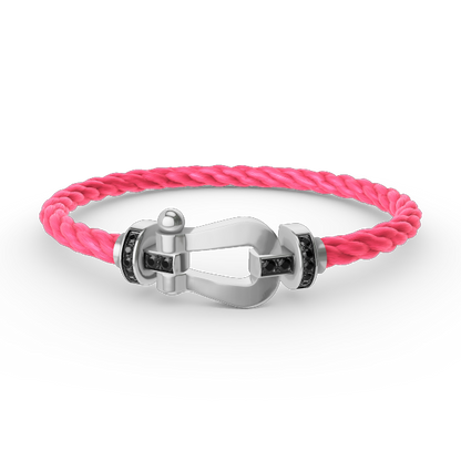 [LUCKY LOVE]FORCE LARGE HORSESHOE BLACK DIAMOND BRACELET SILVER