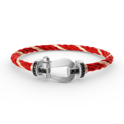 [LUCKY LOVE]FORCE LARGE HORSESHOE BLACK DIAMOND BRACELET SILVER