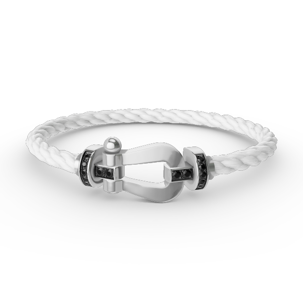 [LUCKY LOVE]FORCE LARGE HORSESHOE BLACK DIAMOND BRACELET SILVER