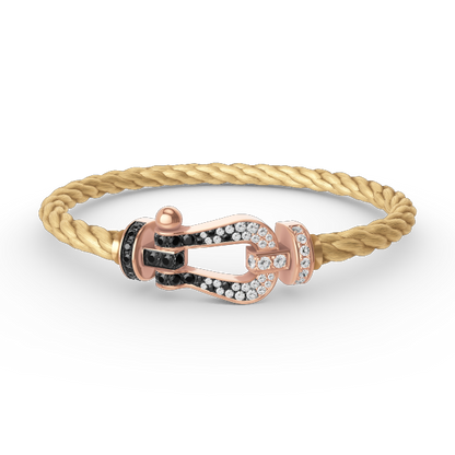 [LUCKY LOVE]FORCE LARGE HORSESHOE BLACK WHITE DIAMOND BRACELET ROSE GOLD