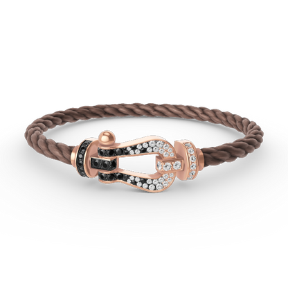 [LUCKY LOVE]FORCE LARGE HORSESHOE BLACK WHITE DIAMOND BRACELET ROSE GOLD
