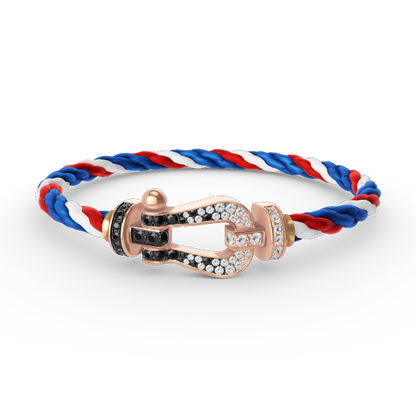 [LUCKY LOVE]FORCE LARGE HORSESHOE BLACK WHITE DIAMOND BRACELET ROSE GOLD