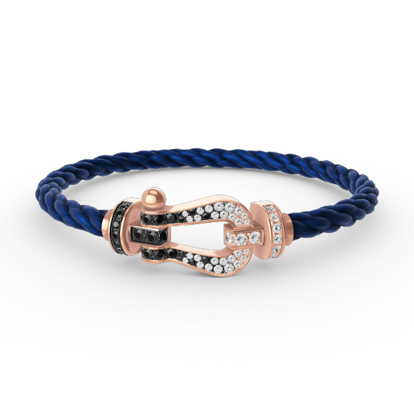 [LUCKY LOVE]FORCE LARGE HORSESHOE BLACK WHITE DIAMOND BRACELET ROSE GOLD