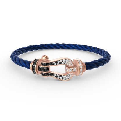 [LUCKY LOVE]FORCE LARGE HORSESHOE BLACK WHITE DIAMOND BRACELET ROSE GOLD