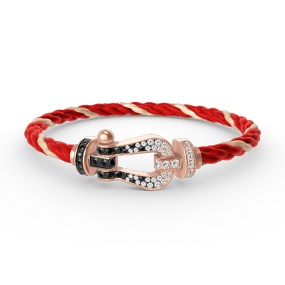 [LUCKY LOVE]FORCE LARGE HORSESHOE BLACK WHITE DIAMOND BRACELET ROSE GOLD