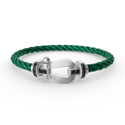 [LUCKY LOVE]FORCE LARGE HORSESHOE BLACK DIAMOND BRACELET SILVER