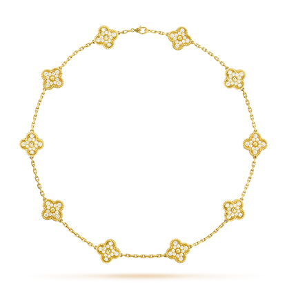 [LUCKY LOVE]CLOVER 10 MOTIFS DIAMOND NECKLACE