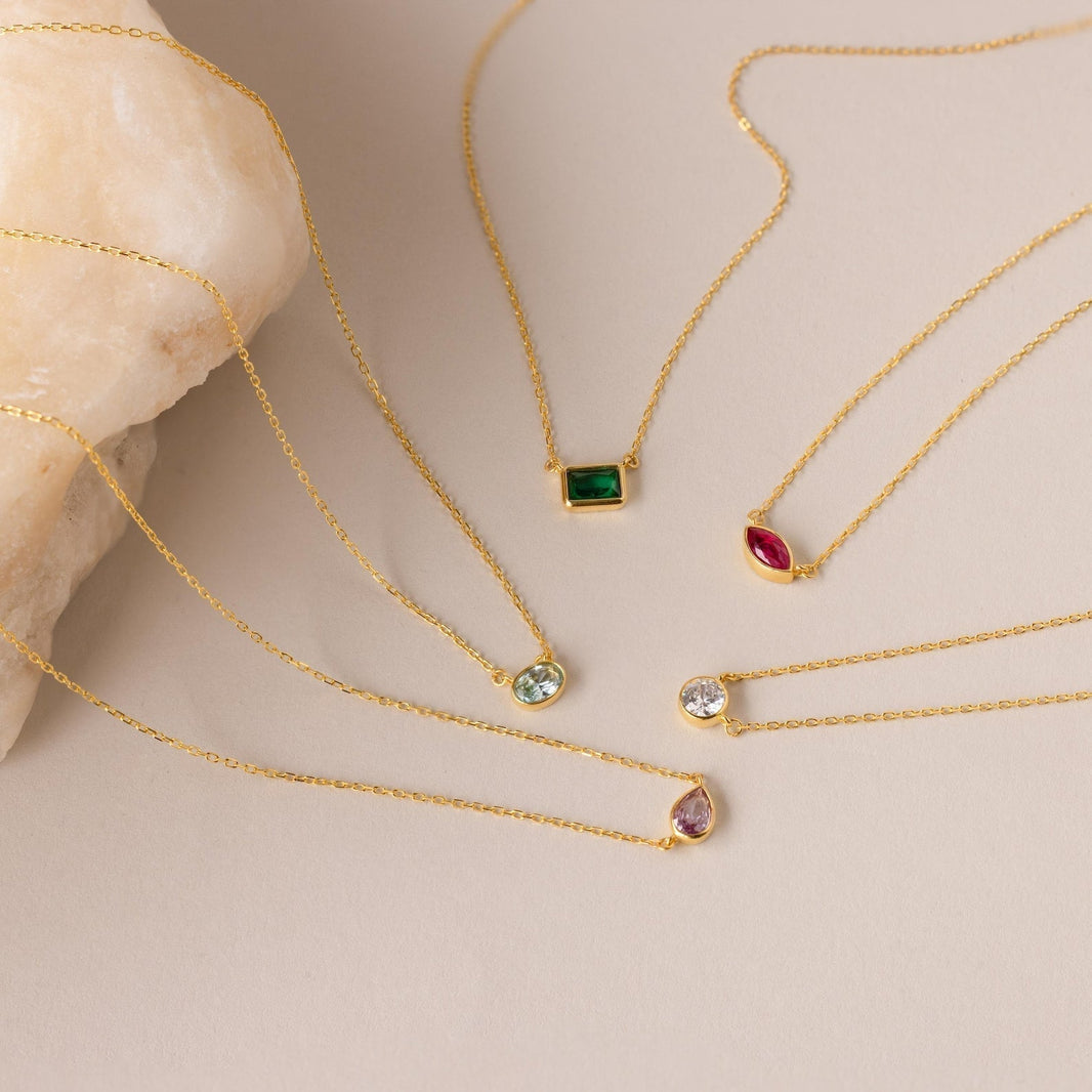 Custom Cut Birthstone Necklace