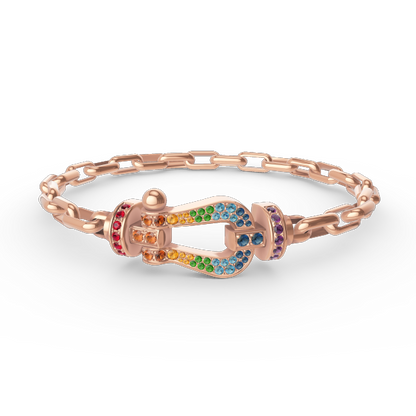 [LUCKY LOVE]FORCE LARGE HORSESHOE CLASP  METAL BRACELET