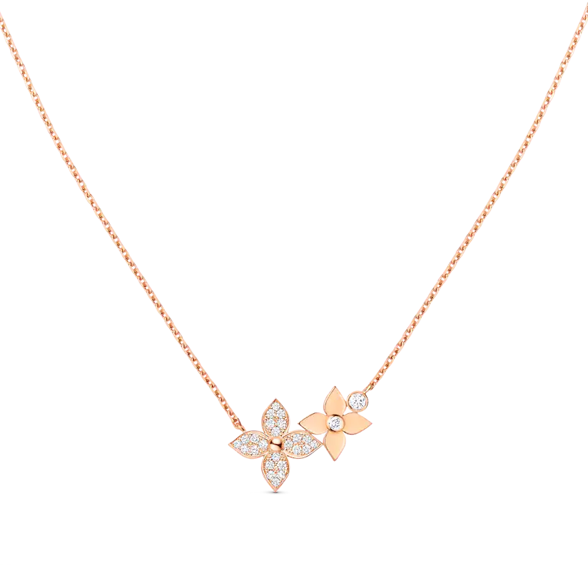 [LUCKY LOVE]STAR BLOSSOM NECKLACE PINK GOLD DIAMONDS