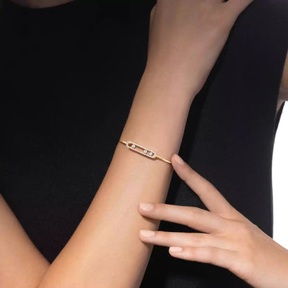 [LUCKY LOVE]Move Pavé Diamond Bangle Bracelet M